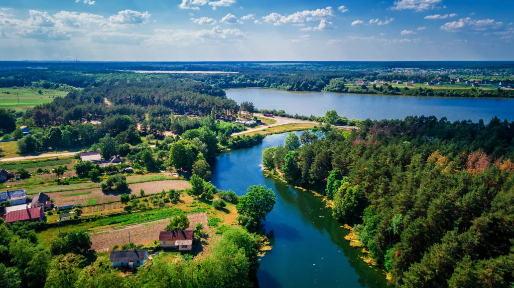 Dolina rzeki w porannej mgle
